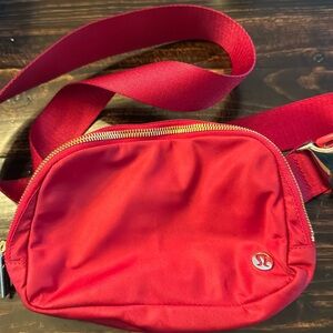 lululemon Belt Bag - Red with Gold trims